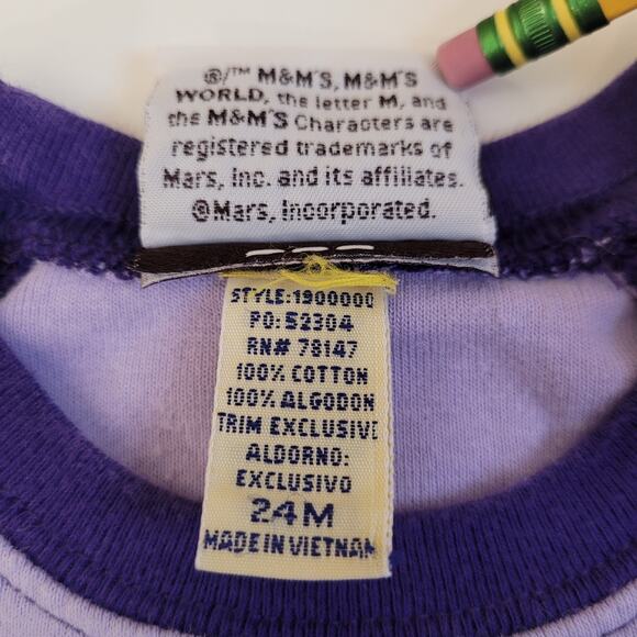 M&M's World Las Vegas Purple One Piece – Size 24 Months – Souvenir Snap Bodysuit - Picture 5 of 7